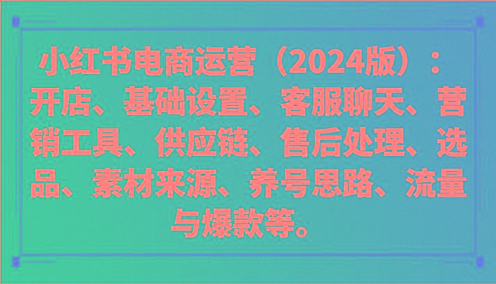 小红书电商运营(2024版)：开店、设置、供应链、选品、素材、养号、流量与爆款等-Zv头条