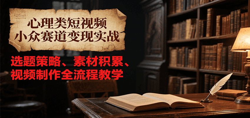 心理类短视频小众赛道变现实战，选题策略、素材积累、视频制作全流程教学-Zv头条