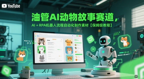 油管AI动物故事赛道，AI+RPA机器人流程自动化制作素材【保姆级教程】-Zv头条