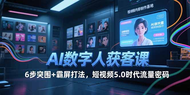 AI数字人获客课，6步突围+霸屏打法，短视频5.0时代流量密码-Zv头条