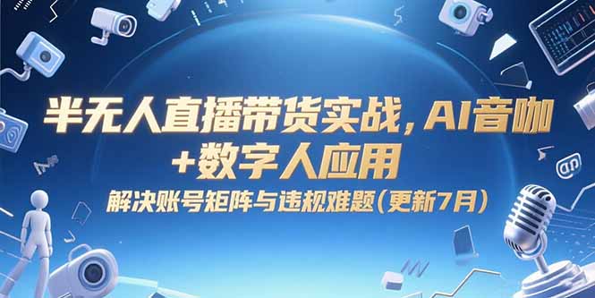 半无人直播带货实战，AI音咖+数字人应用 解决账号矩阵与违规难题(更新7月-Zv头条
