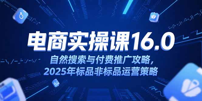 淘宝电商运营课16.0，自然搜索与付费推广攻略，2025年标品非标品运营策略-Zv头条