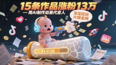 用AI制作幼崽代言人，宝宝的控诉火爆全网，15条作品涨粉13W，单号月入5位数实操教程-Zv头条